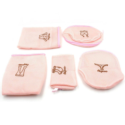 5pc Zippered Mesh Laundry Wash Bags Foldable Delicates Lingerie Socks, Underwear Blouse, Hosiery, Stocking and Lingerie Washing Machine Clothes Protection Net (5 Pc Set) - infinityexculsivestore.com