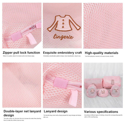 5pc Zippered Mesh Laundry Wash Bags Foldable Delicates Lingerie Socks, Underwear Blouse, Hosiery, Stocking and Lingerie Washing Machine Clothes Protection Net (5 Pc Set) - infinityexculsivestore.com