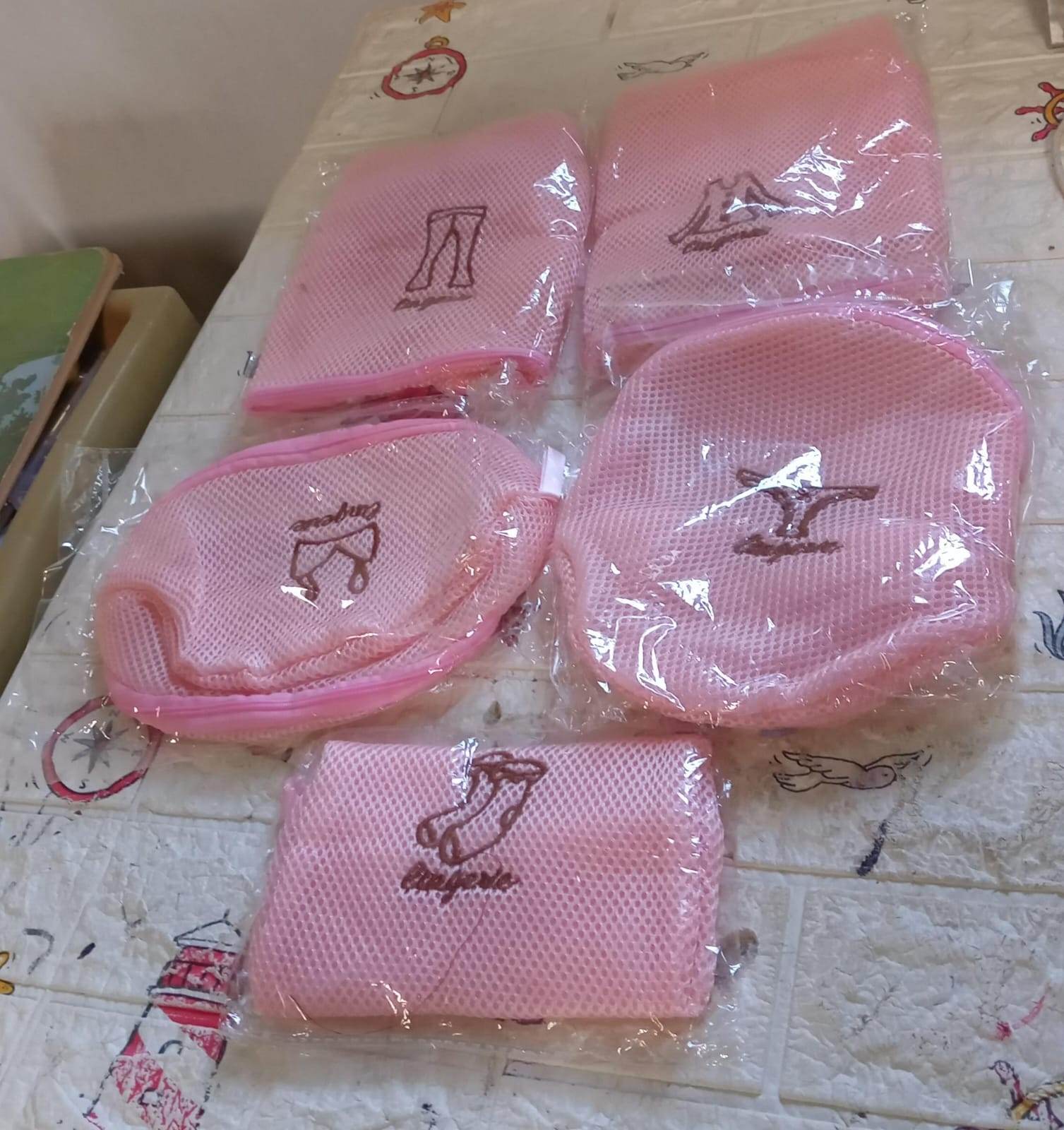 5pc Zippered Mesh Laundry Wash Bags Foldable Delicates Lingerie Socks, Underwear Blouse, Hosiery, Stocking and Lingerie Washing Machine Clothes Protection Net (5 Pc Set) - infinityexculsivestore.com