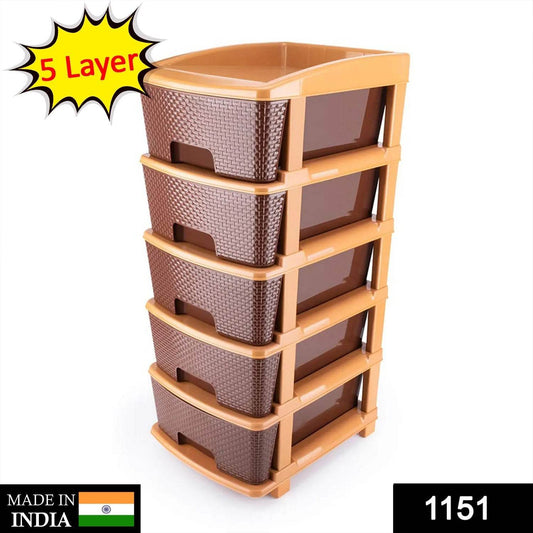 5tier Plastic Modular Drawer System For Multiple Use (Brown colour) - infinityexculsivestore.com