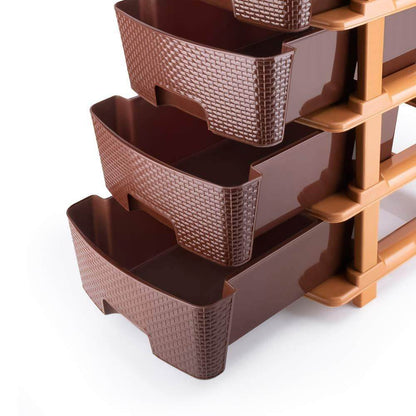 5tier Plastic Modular Drawer System For Multiple Use (Brown colour) - infinityexculsivestore.com