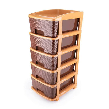5tier Plastic Modular Drawer System For Multiple Use (Brown colour) - infinityexculsivestore.com