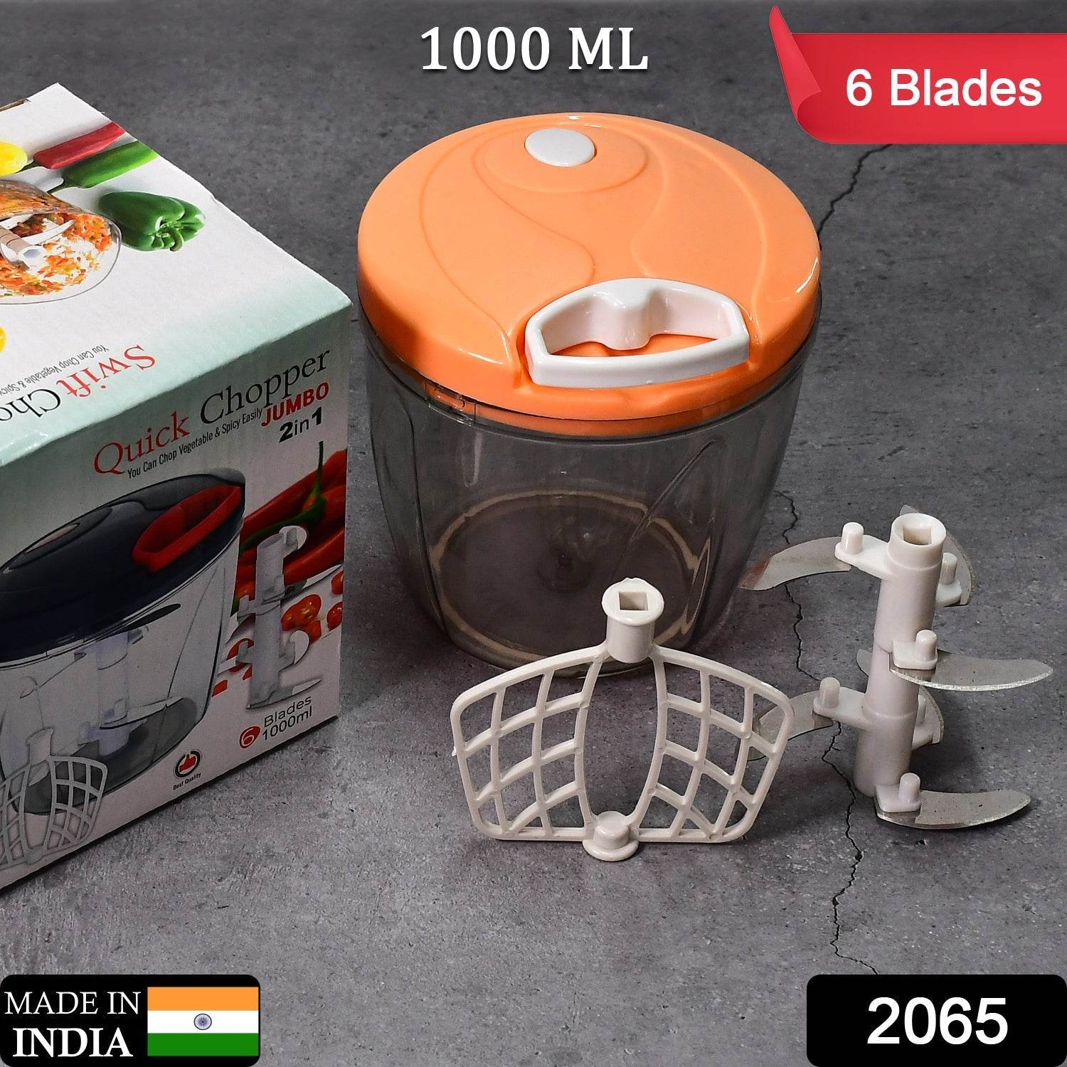 6 BLADE 2IN1 MANUAL FOOD CHOPPER, COMPACT & POWERFUL HAND HELD VEGETABLE CHOPPER (1000Ml) - infinityexculsivestore.com