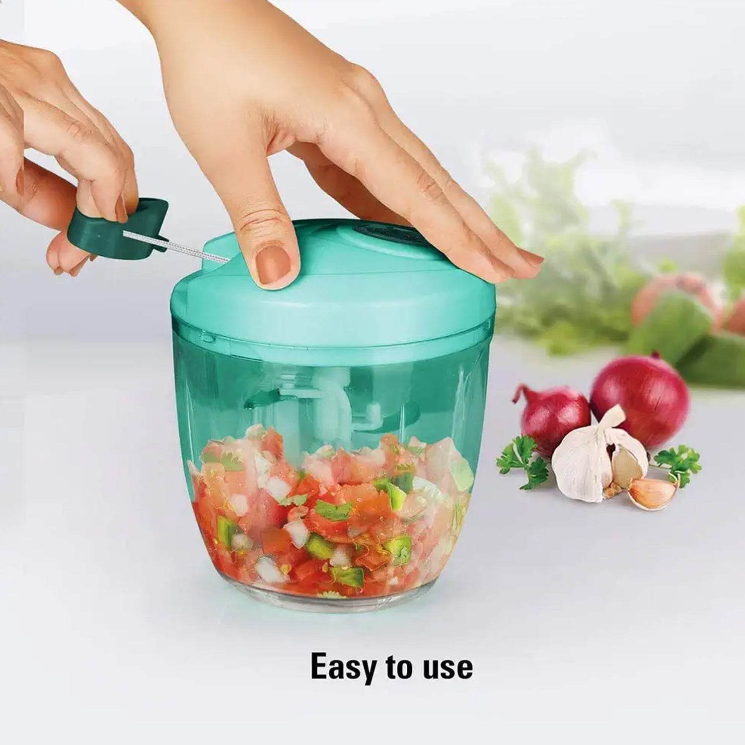 6 BLADE 2IN1 MANUAL FOOD CHOPPER, COMPACT & POWERFUL HAND HELD VEGETABLE CHOPPER (1000Ml) - infinityexculsivestore.com