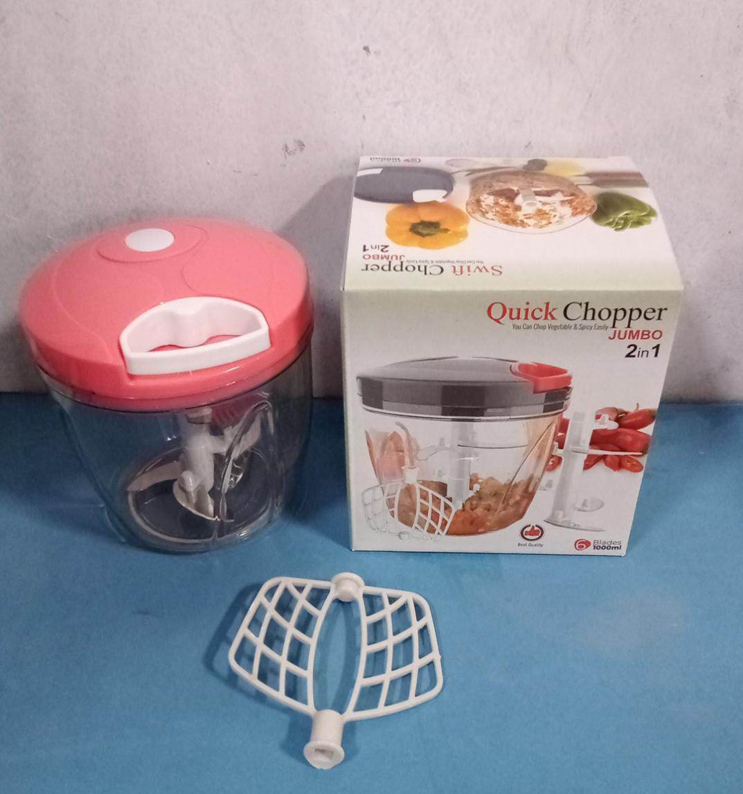 6 BLADE 2IN1 MANUAL FOOD CHOPPER, COMPACT & POWERFUL HAND HELD VEGETABLE CHOPPER (1000Ml) - infinityexculsivestore.com