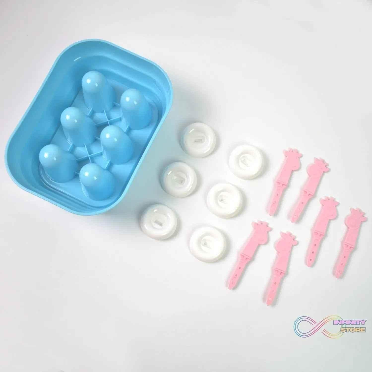 6 Cavity Popsicle Molds Plastic Giraffe shape Ice Moulds (1 Pc) - infinityexculsivestore.com