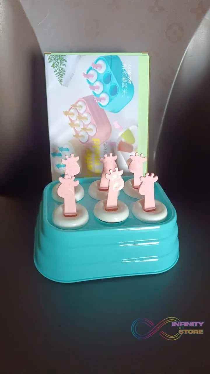 6 Cavity Popsicle Molds Plastic Giraffe shape Ice Moulds (1 Pc) - infinityexculsivestore.com