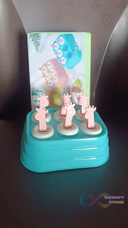 6 Cavity Popsicle Molds Plastic Giraffe shape Ice Moulds (1 Pc) - infinityexculsivestore.com