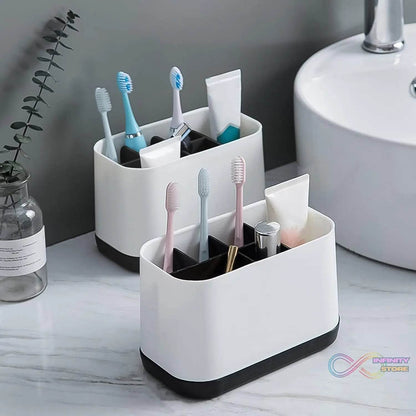 6 Compartment Multi Purpose Organizer Toothbrush Holder Stand Plastic Caddy (1 Pc) - infinityexculsivestore.com