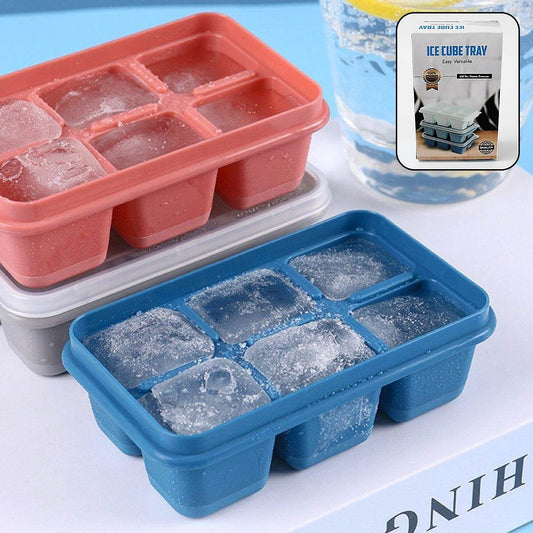 6 Grid Silicone Ice Tray Used In All Kinds Of Places Like Household Kitchens For Making Ice From Water And Various Things And All With Color Box (1 Pc) - infinityexculsivestore.com