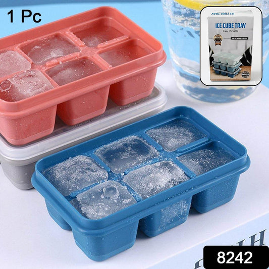 6 Grid Silicone Ice Tray Used In All Kinds Of Places Like Household Kitchens For Making Ice From Water And Various Things And All With Color Box (1 Pc) - infinityexculsivestore.com