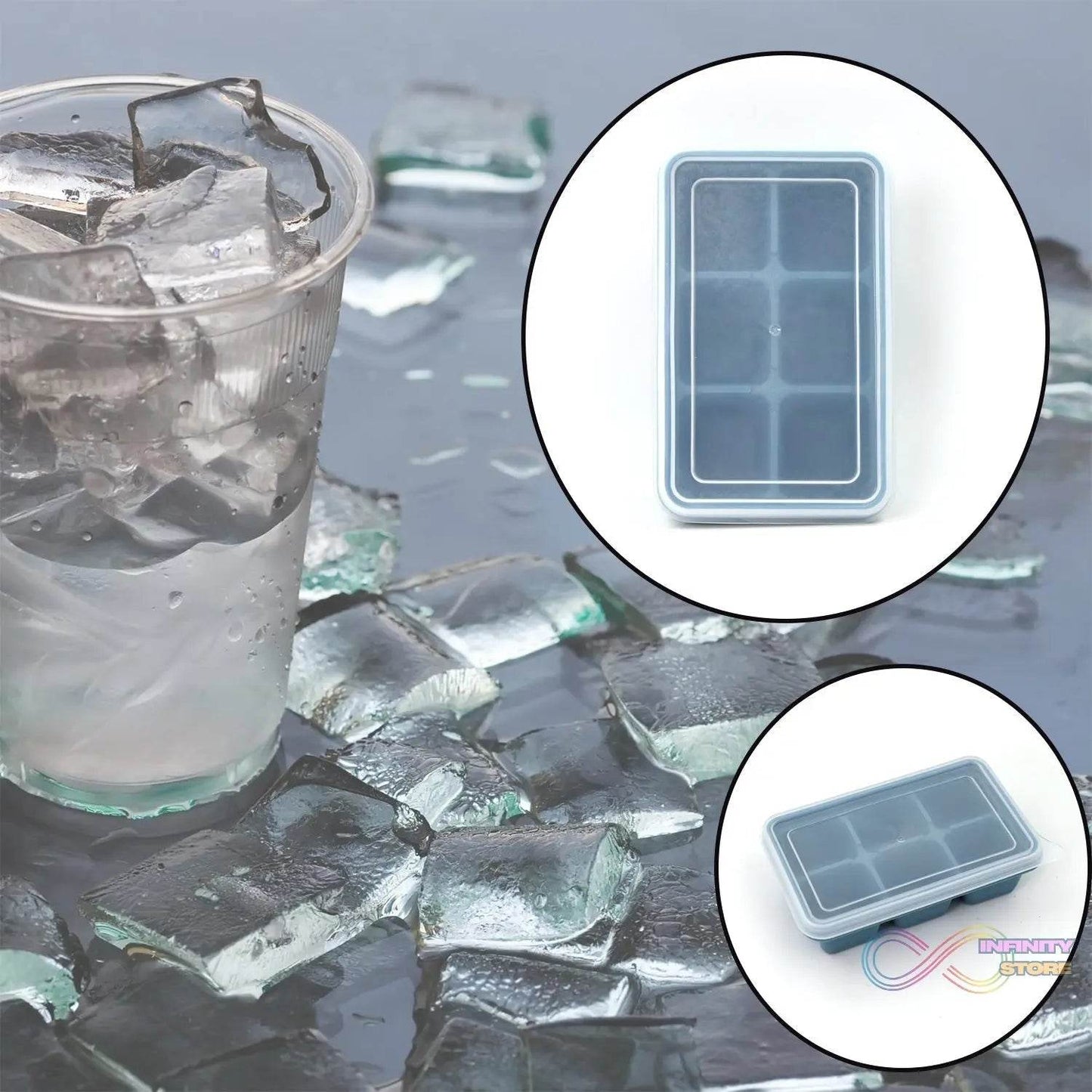 6 Grid Silicone Ice Tray used in all kinds of places like household kitchens for making ice from water and various things and all. - infinityexculsivestore.com