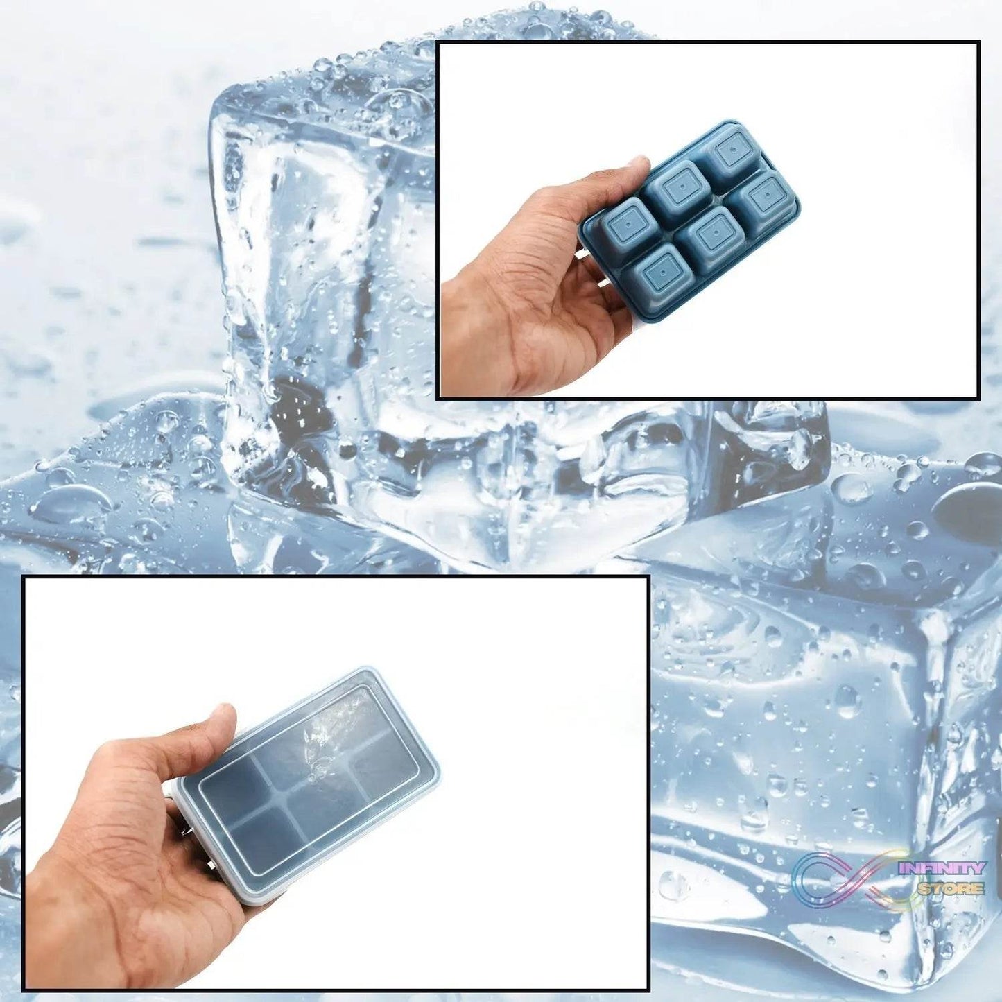 6 Grid Silicone Ice Tray used in all kinds of places like household kitchens for making ice from water and various things and all. - infinityexculsivestore.com