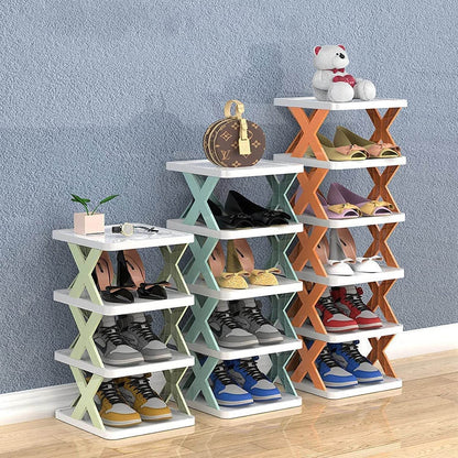 6 LAYER SHOE RACK DESIGN LIGHTWEIGHT ADJUSTABLE PLASTIC FOLDABLE SHOE CABINET STORAGE PORTABLE FOLDING SPACE SAVING SHOE ORGANIZER HOME AND OFFICE - infinityexculsivestore.com