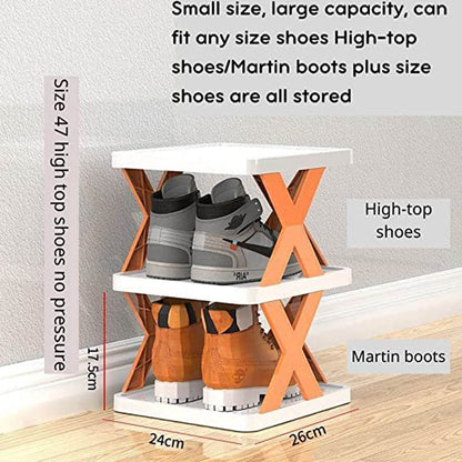 6 LAYER SHOE RACK DESIGN LIGHTWEIGHT ADJUSTABLE PLASTIC FOLDABLE SHOE CABINET STORAGE PORTABLE FOLDING SPACE SAVING SHOE ORGANIZER HOME AND OFFICE - infinityexculsivestore.com