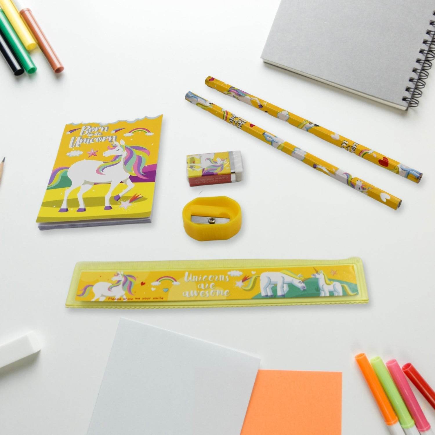 6 PC SET STATIONARY SET INCLUDING PENCIL RULER RUBBER PENCIL SHARPENER SCHOOL, OFFICE PRODUCT GIFT - infinityexculsivestore.com