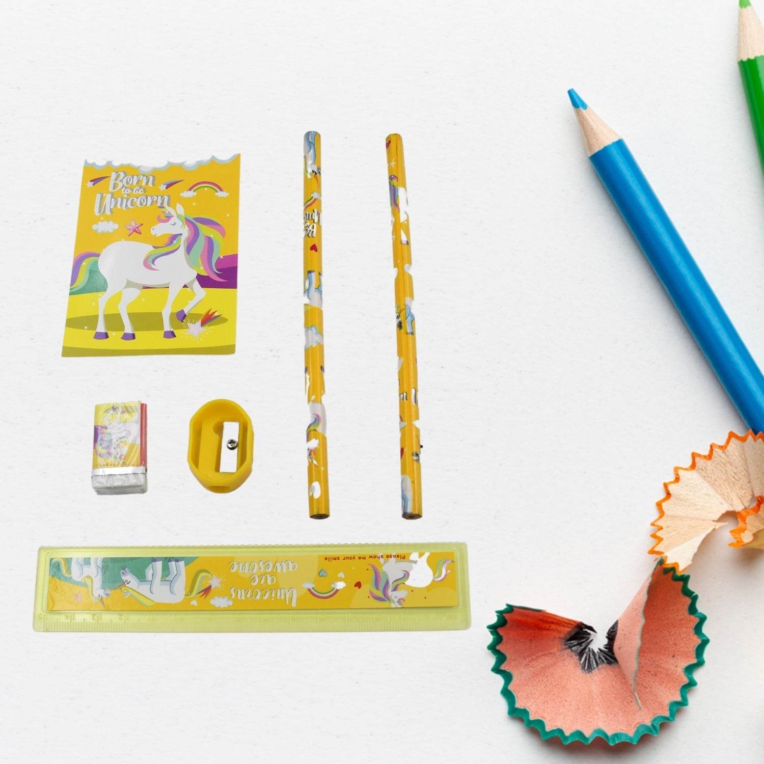 6 PC SET STATIONARY SET INCLUDING PENCIL RULER RUBBER PENCIL SHARPENER SCHOOL, OFFICE PRODUCT GIFT - infinityexculsivestore.com