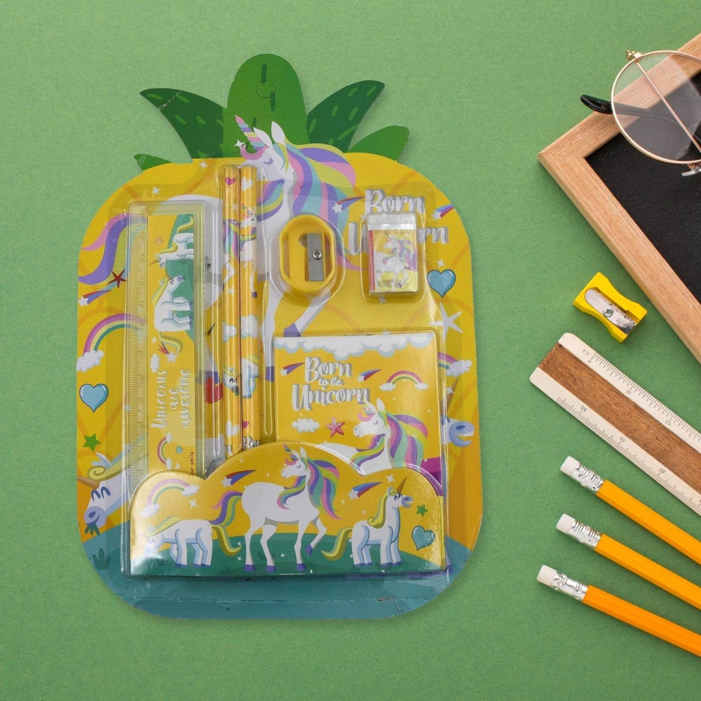 6 PC SET STATIONARY SET INCLUDING PENCIL RULER RUBBER PENCIL SHARPENER SCHOOL, OFFICE PRODUCT GIFT - infinityexculsivestore.com