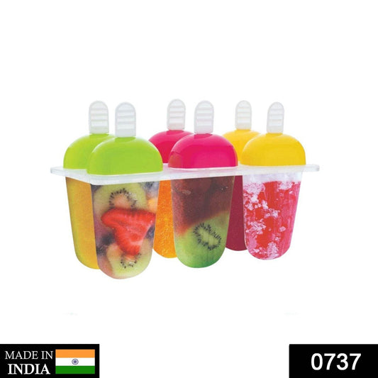 6 Pcs Multicolor Polypropylene Ice Mold, Kulfi Maker / Stick / Cream / Candy Color Assorted - infinityexculsivestore.com