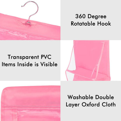 6 Pockets Hanging Purse Handbag Organizer Clear Hanging Shelf Bag (1 Pc) - infinityexculsivestore.com