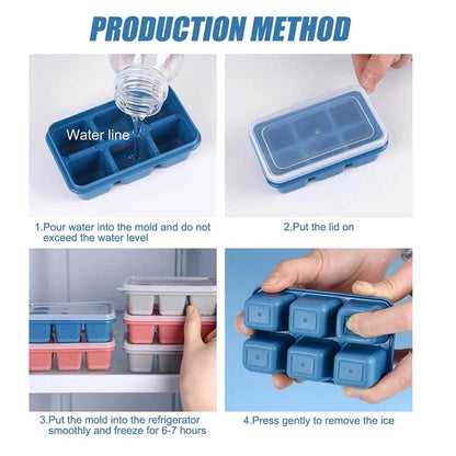 6 cavity Silicone Ice Tray used in all kinds of places like household kitchens for making ice from water and various things and all. - infinityexculsivestore.com
