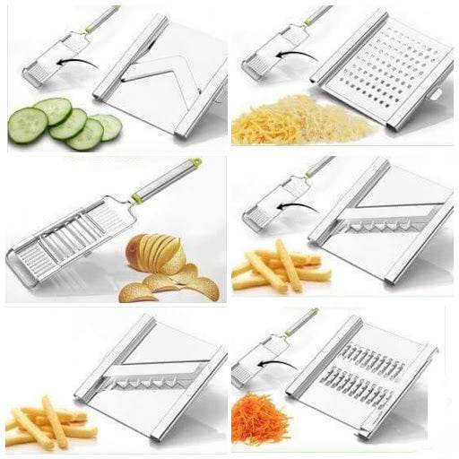 6 in 1 Stainless Steel Kitchen Chips Chopper Cutter Slicer and Grater with Handle - infinityexculsivestore.com