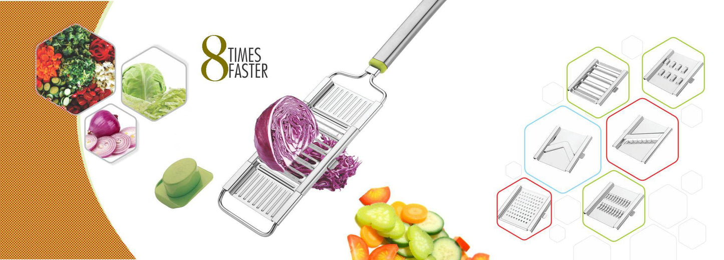 6 in 1 Stainless Steel Kitchen Chips Chopper Cutter Slicer and Grater with Handle - infinityexculsivestore.com