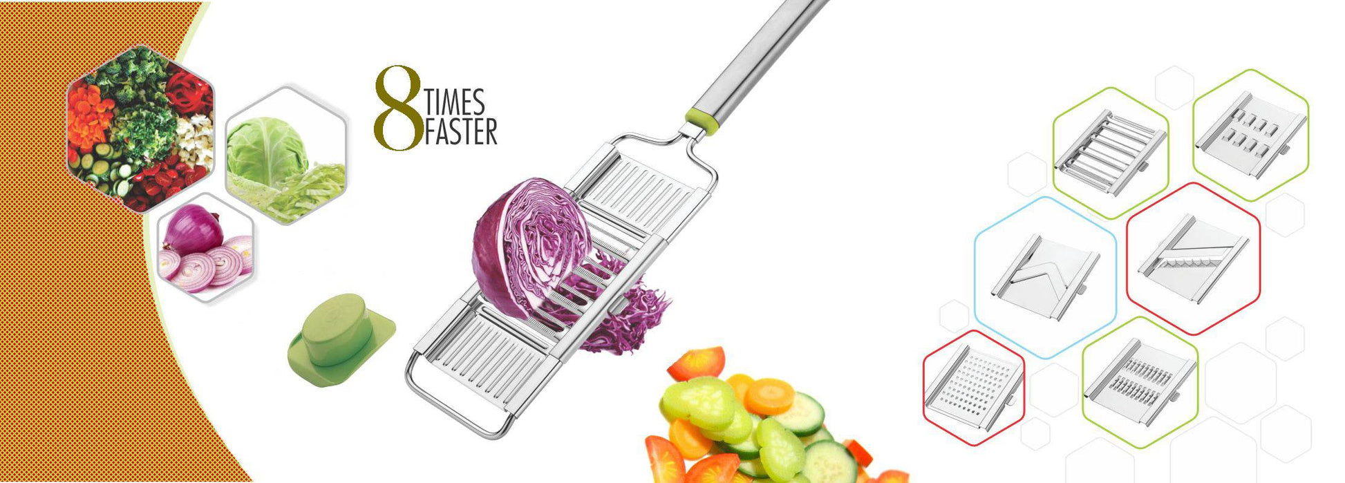 6 in 1 Stainless Steel Kitchen Chips Chopper Cutter Slicer and Grater with Handle - infinityexculsivestore.com