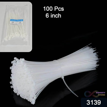 6Inch Nylon Self Locking Cable Ties, Heavy Duty Strong Zip Wire Tie. Pack of 100 - infinityexculsivestore.com