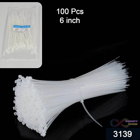 6Inch Nylon Self Locking Cable Ties, Heavy Duty Strong Zip Wire Tie. Pack of 100 - infinityexculsivestore.com