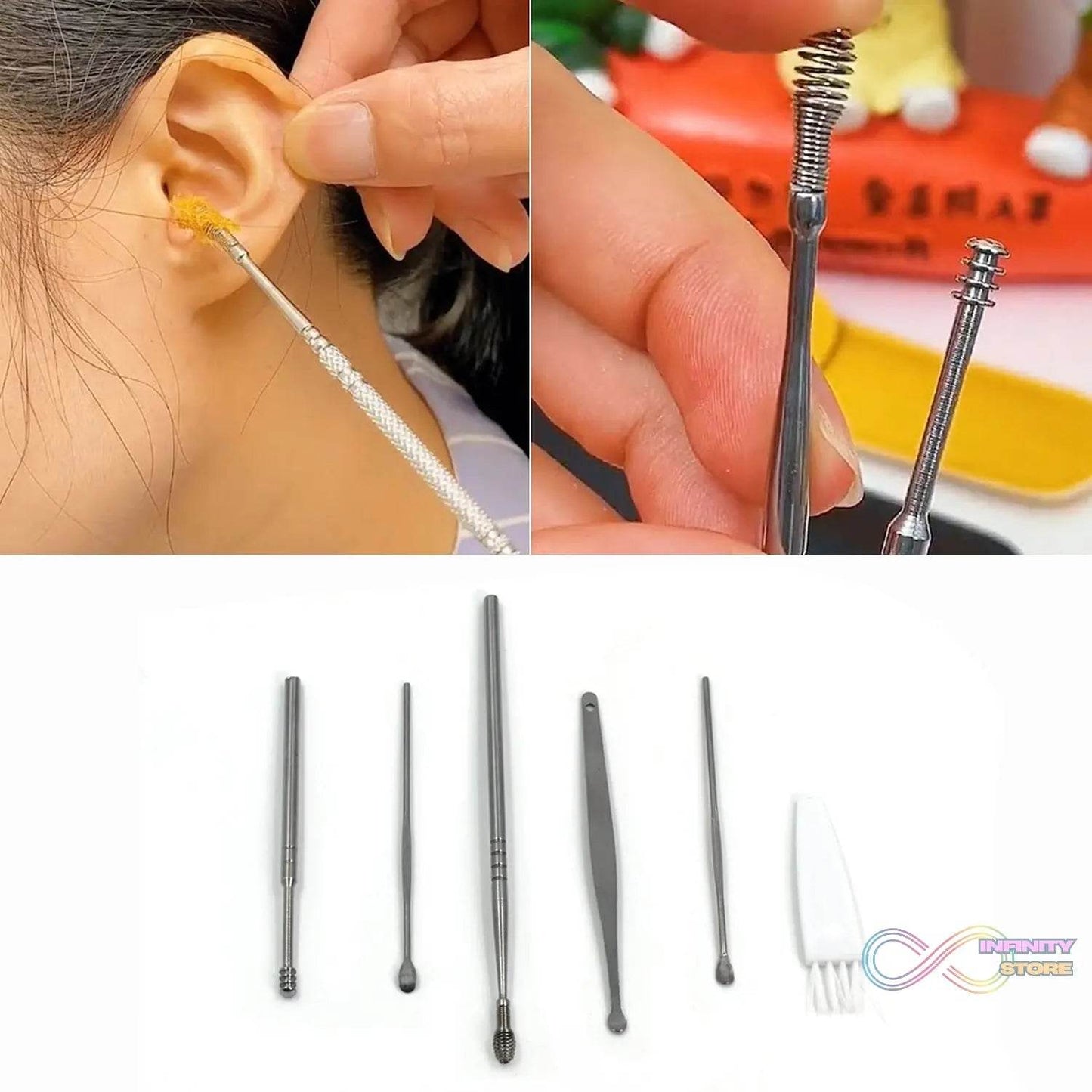 6Pcs Earwax Removal Kit | Ear Cleansing Tool Set | Ear Curette Ear Wax Remover Tool - infinityexculsivestore.com