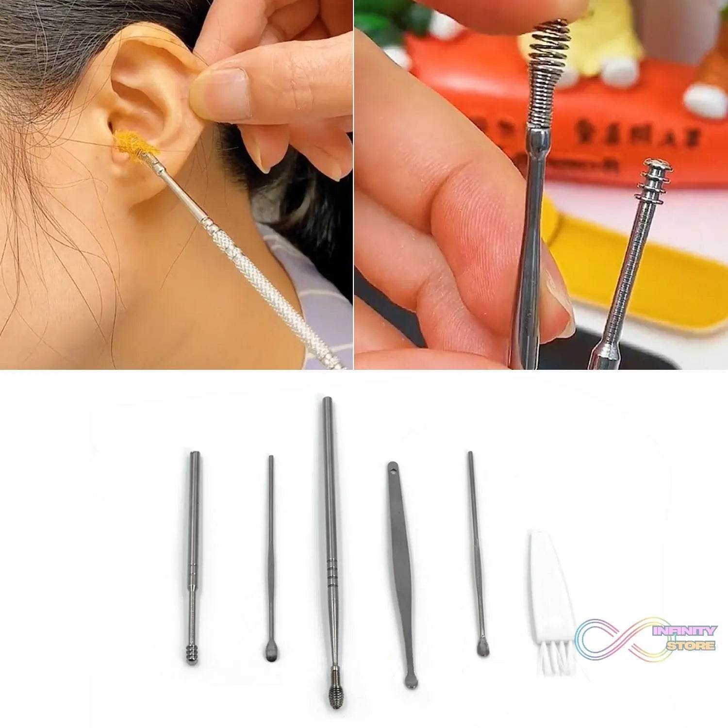 6Pcs Earwax Removal Kit | Ear Cleansing Tool Set | Ear Curette Ear Wax Remover Tool - infinityexculsivestore.com