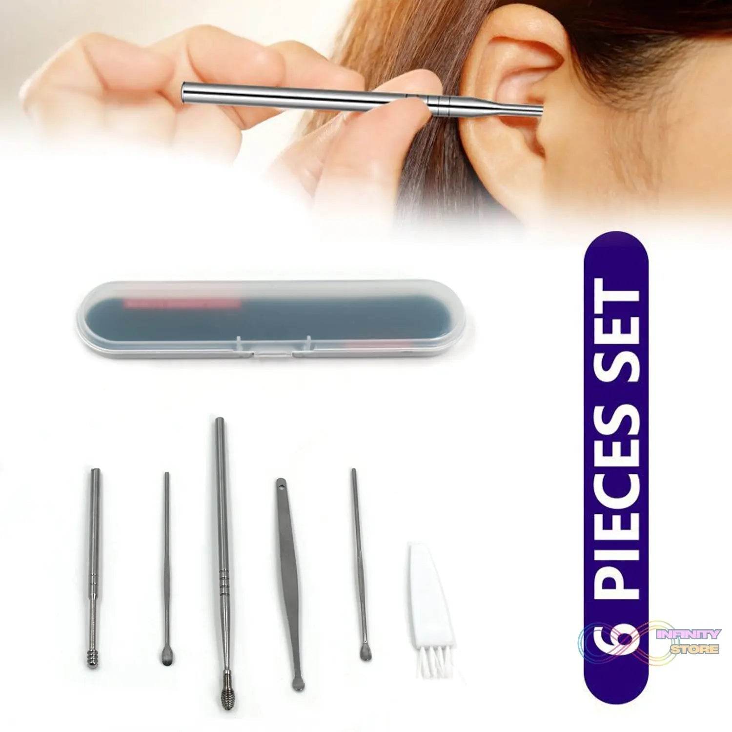 6Pcs Earwax Removal Kit | Ear Cleansing Tool Set | Ear Curette Ear Wax Remover Tool - infinityexculsivestore.com