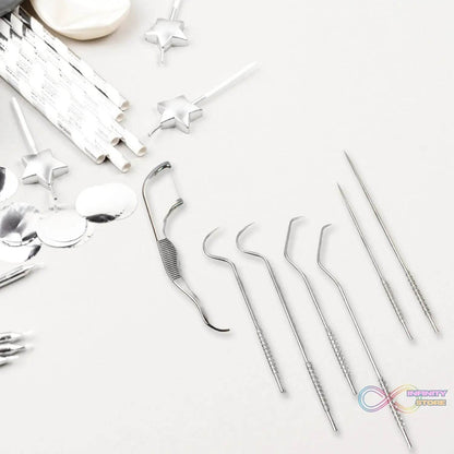 7 IN 1 STAINLESS STEEL TOOTHPICK FLOSSIER SET (1 SET / With Case) - infinityexculsivestore.com
