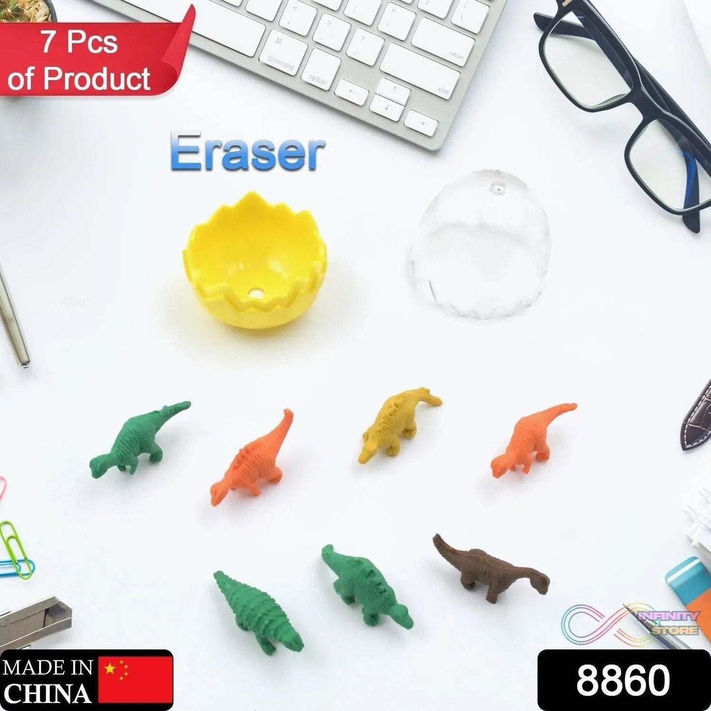 7 Piece Dinosaur Shaped Erasers for Kids - Animal Erasers, 3D Puzzle - infinityexculsivestore.com
