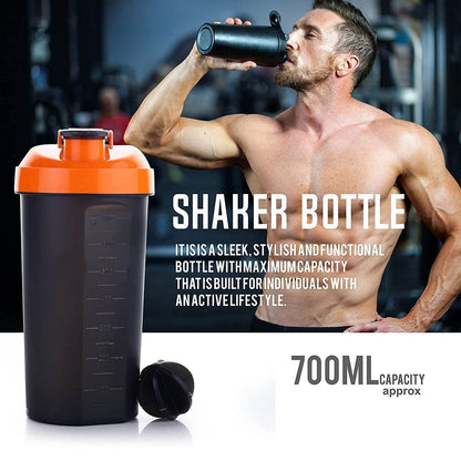 700ml Protein Shaker Bottle with Powder Storage 3-Compartment Gym Shake - infinityexculsivestore.com