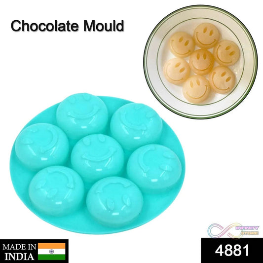 7cavity smiley shape chocolate mold tray cake baking mold Flexible silicone chocolate making tool - infinityexculsivestore.com