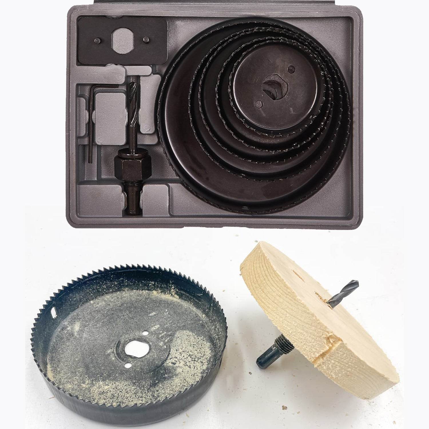 8-Piece Set Carbon Arbored Adjustable Hole Saw Set Round Circular (64 mm, 76mm1 89mm, 102mm & 127mm) - infinityexculsivestore.com