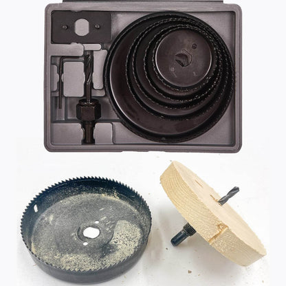 8-Piece Set Carbon Arbored Adjustable Hole Saw Set Round Circular (64 mm, 76mm1 89mm, 102mm & 127mm) - infinityexculsivestore.com