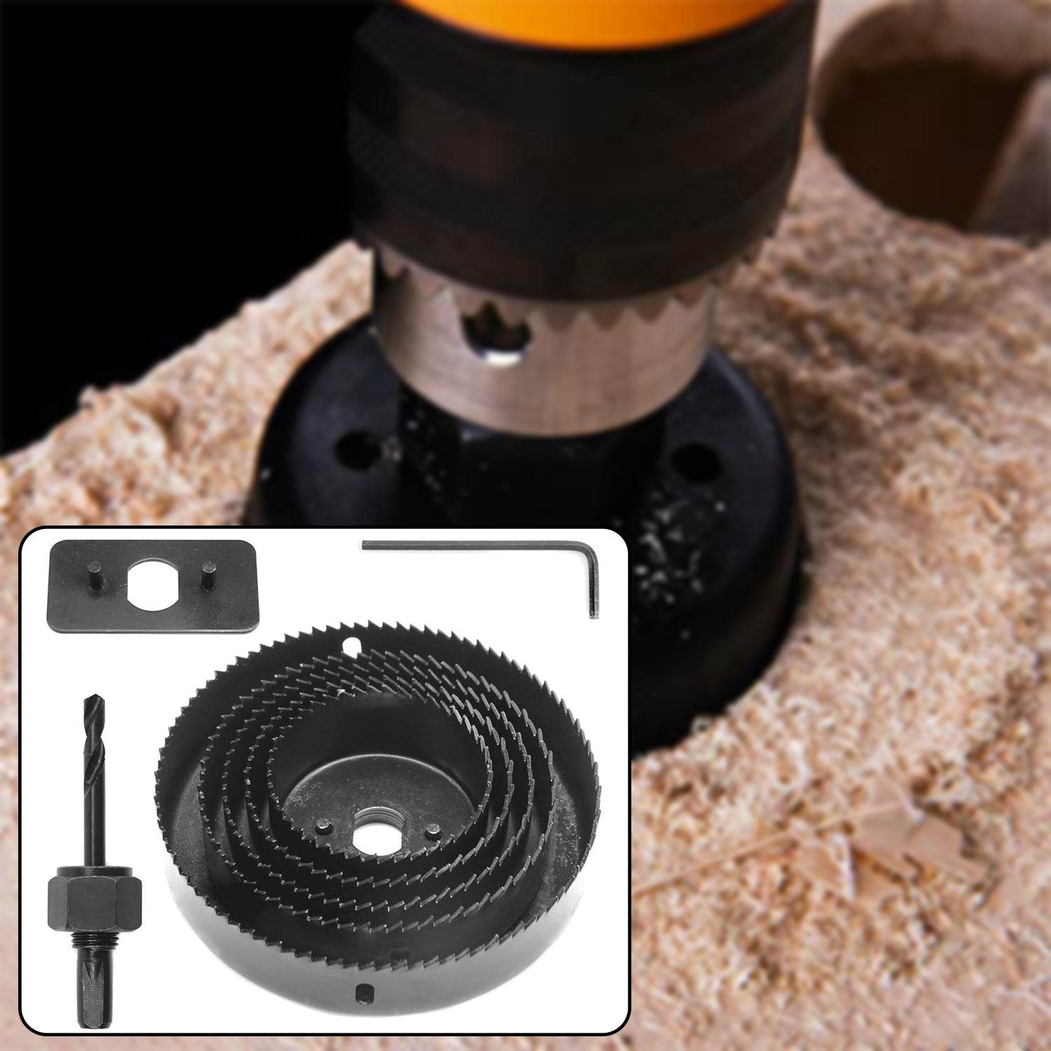 8-Piece Set Carbon Arbored Adjustable Hole Saw Set Round Circular (64 mm, 76mm1 89mm, 102mm & 127mm) - infinityexculsivestore.com