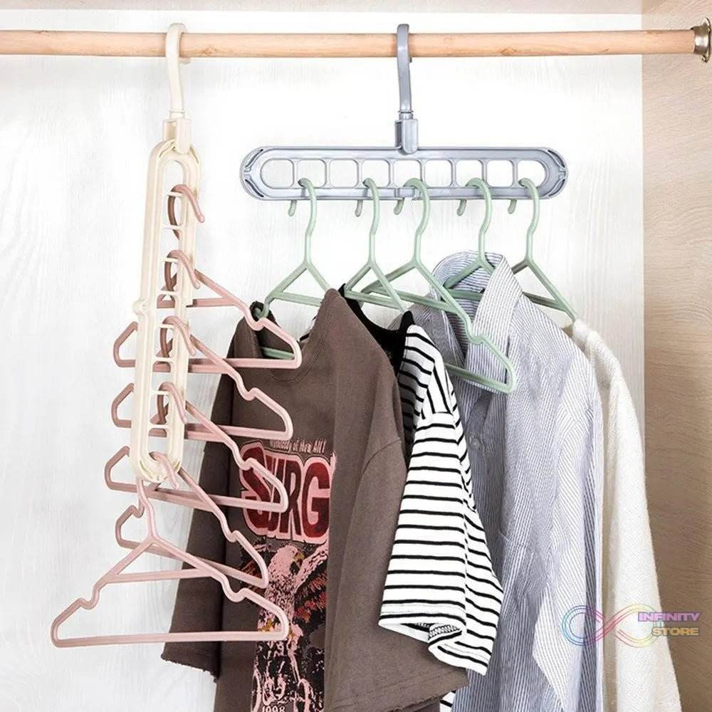 9 Hole Plastic Hanger Hanging hook Indoor Wardrobe Clothes Organization Storage Balcony Windowsill Suit Racks - infinityexculsivestore.com