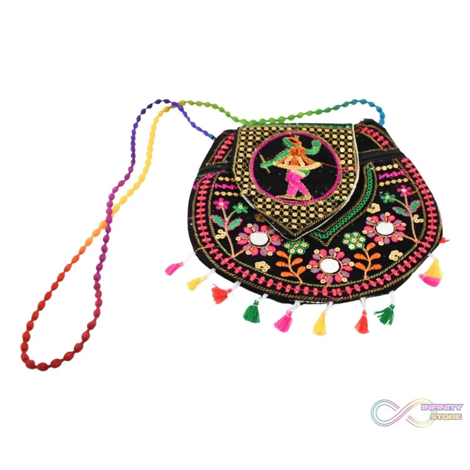 9 inch Handcrafted Cotton Embroidered Shoulder Bag for Girls & women (1 Pc) - infinityexculsivestore.com