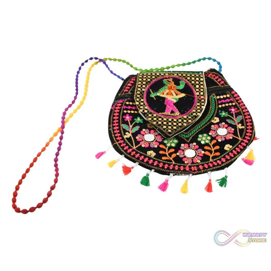 9 inch Handcrafted Cotton Embroidered Shoulder Bag for Girls & women (1 Pc) - infinityexculsivestore.com