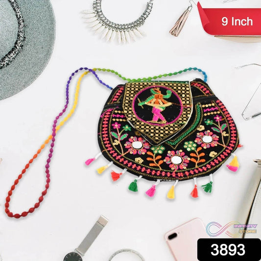 9 inch Handcrafted Cotton Embroidered Shoulder Bag for Girls & women (1 Pc) - infinityexculsivestore.com