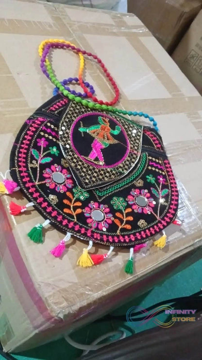 9 inch Handcrafted Cotton Embroidered Shoulder Bag for Girls & women (1 Pc) - infinityexculsivestore.com