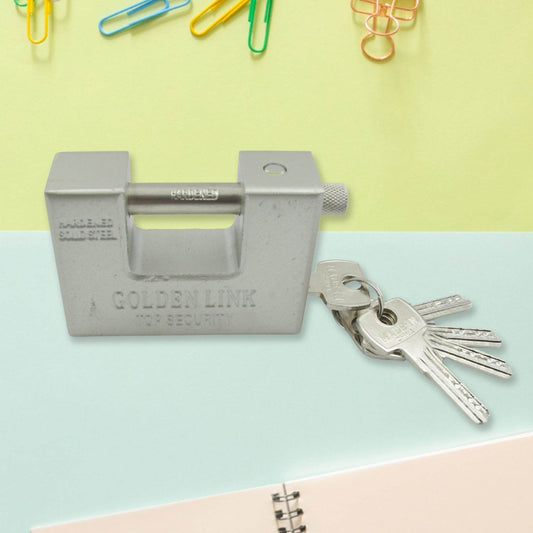 94mm Stainless Steel Padlock: Rectangular, Hardened Steel, 5 Keys - infinityexculsivestore.com