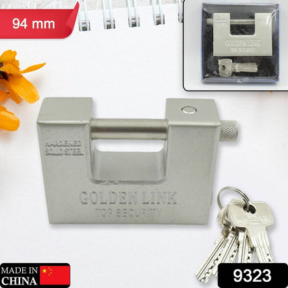 94mm Stainless Steel Padlock: Rectangular, Hardened Steel, 5 Keys - infinityexculsivestore.com