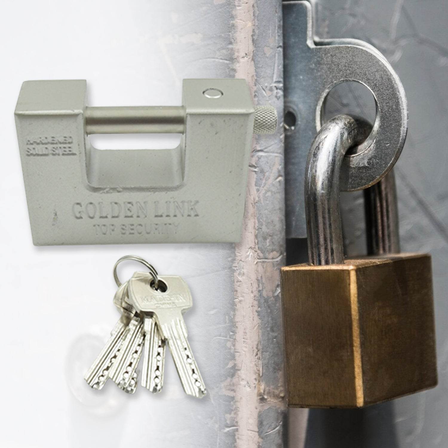 94mm Stainless Steel Padlock: Rectangular, Hardened Steel, 5 Keys - infinityexculsivestore.com