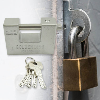 94mm Stainless Steel Padlock: Rectangular, Hardened Steel, 5 Keys - infinityexculsivestore.com