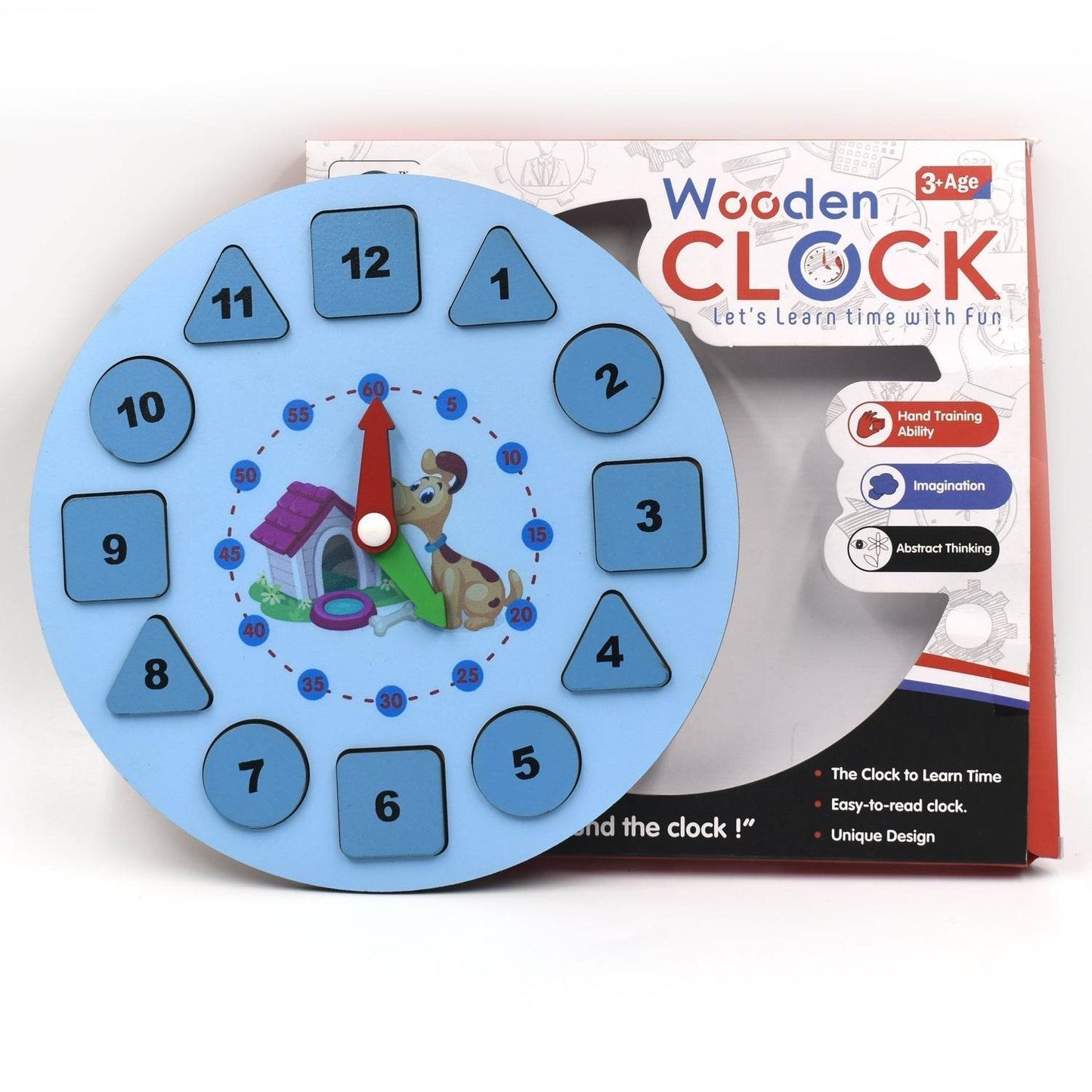 AT49 Wooden Clock Toy and game for kids and babies for playing and enjoying purposes. - infinityexculsivestore.com